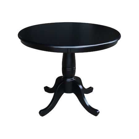 International Concepts Round 36 in Round Top Pedestal Table, 28.9 inH, Black, 36 in W, 36 in L, 29.1 in H, Wood, Black K46-36RT
